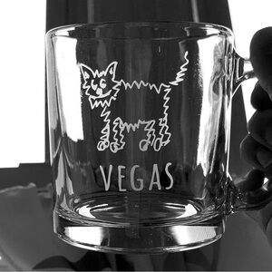 Custom etched glass mugs. New